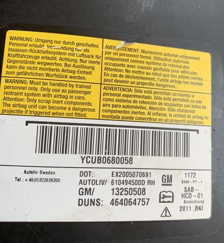 Opel Meriva B jobb üléslégzsák 13250508