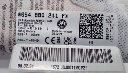 Skoda Scala, Skoda Kamiq bal ülés légzsák 654880241f