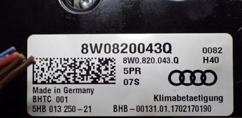 Audi A4 (B9 - 8W) klímapanel 8W0820043Q