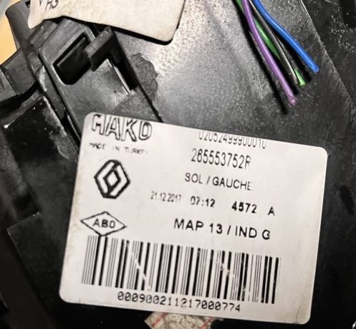 Renault Clio IV Bal hátsó lámpa 265553752r