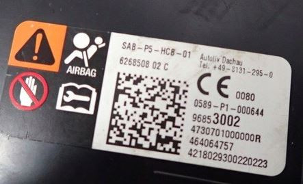 Opel Corsa E jobb ülés légzsák 96853002