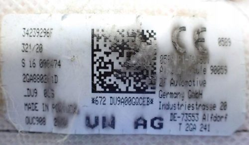 Volkswagen T-Roc bal ülés légzsák, bal oldallégzsák 2ga880241d