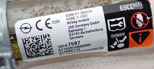 Opel Astra K bal oldali függönylégzsák /5 ajtós/ 39187597